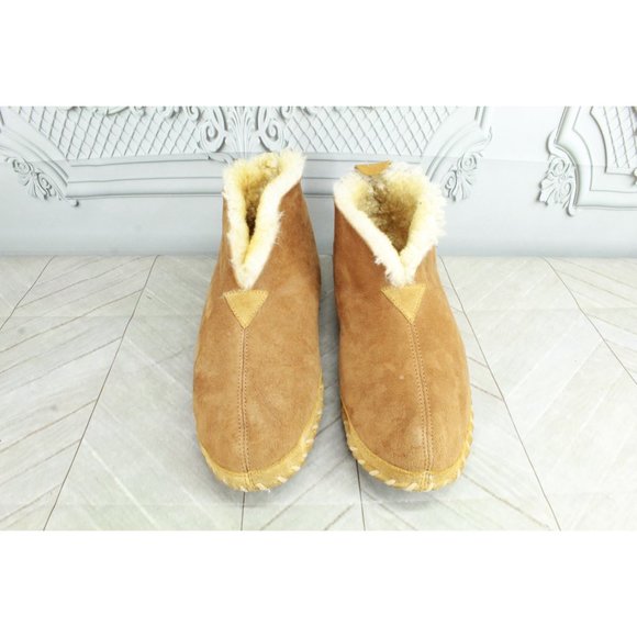 LL Bean Brown Suede Shearling Lined Wicked Good Booties Slippers 11 M - Picture 5 of 9